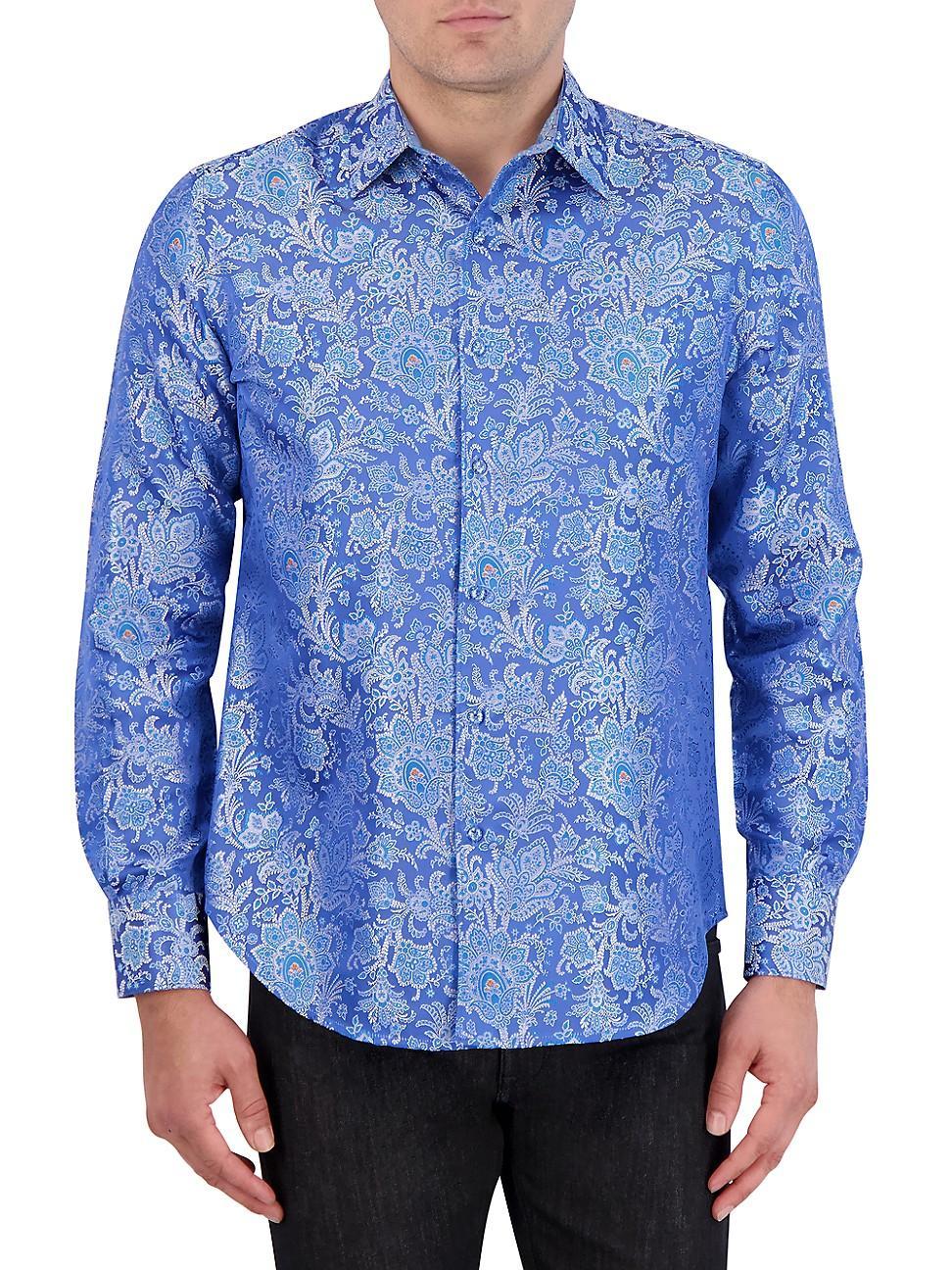 Mens Floral Brocade Silk-Blend Shirt Product Image