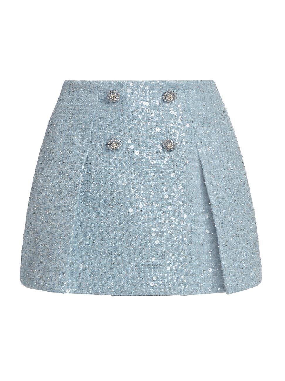 Womens Sequined Boucl Miniskirt Product Image