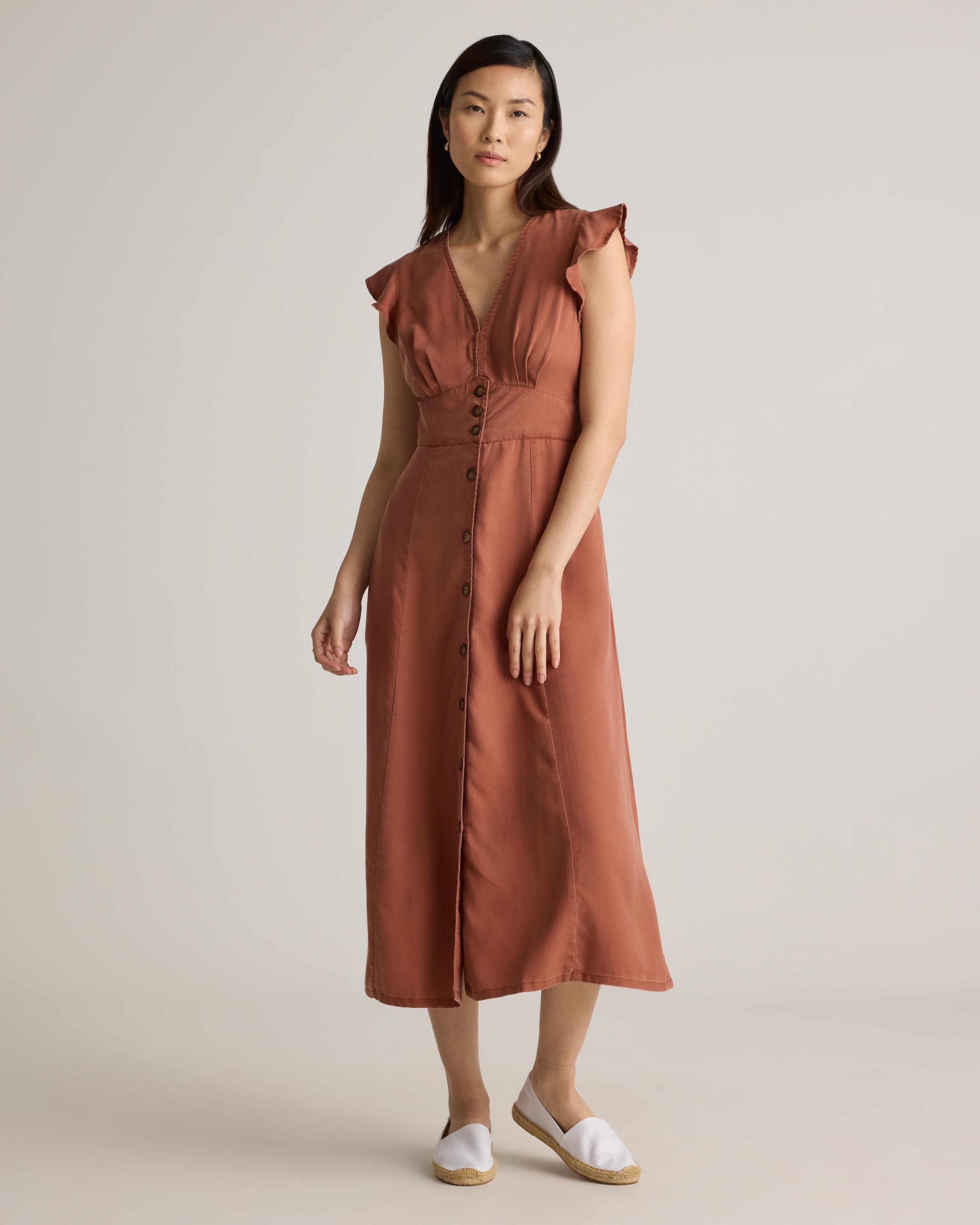 Vintage Wash Tencel Button Front Midi Dress product image