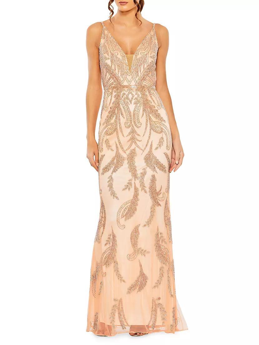 V-Neck Sequin-Embellished Gown Product Image