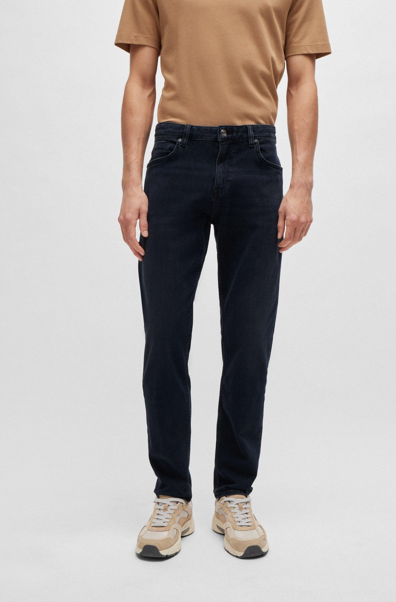 Boss Regular Fit Jeans in Coal-Navy Italian Denim Product Image