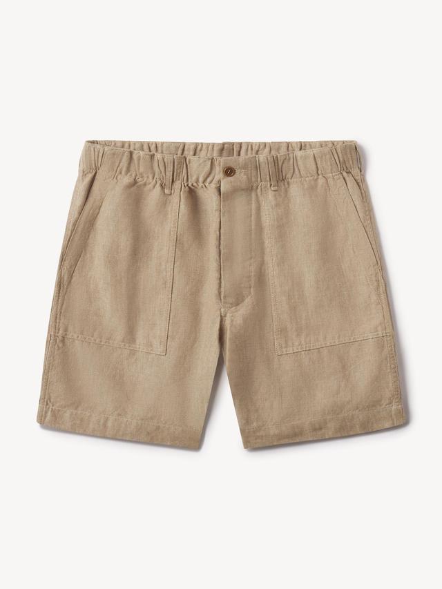 Khaki Loomed Linen Fatigue Short Product Image