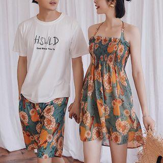 Couple Matching Print Swim Shorts / T-Shirt / Bikini Top / Bottom / Swim Dress / Oversleeves / Set Product Image