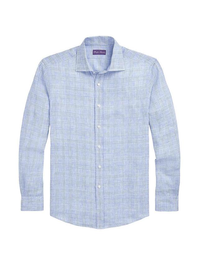 Mens Aston Glen Check Linen Button-Front Shirt Product Image