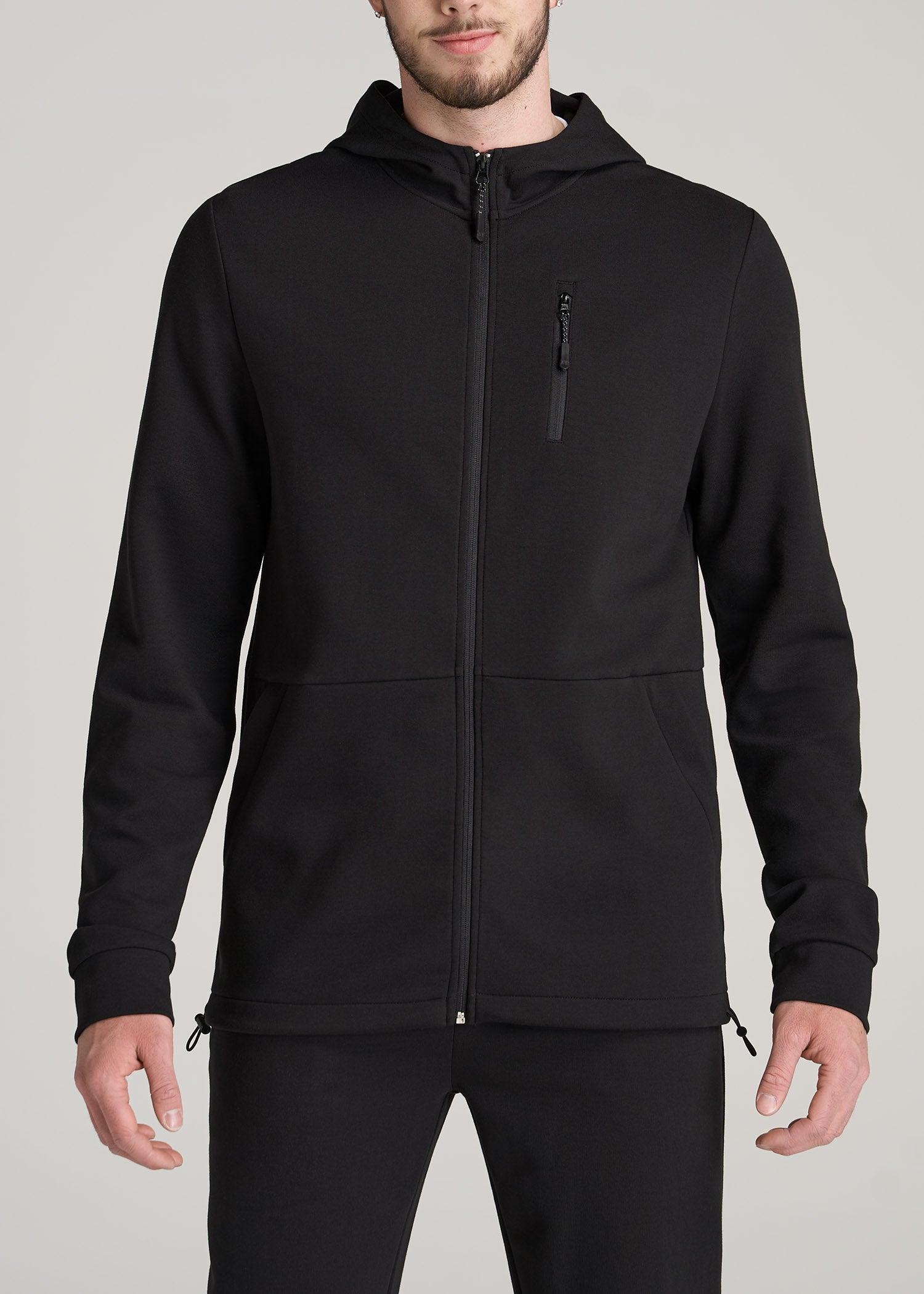 Tall Men's Tech-Knit Long Track Jacket in Black Male Product Image