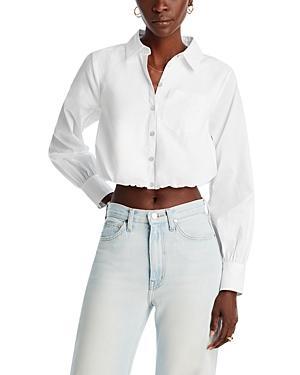 Cinq A Sept Reema Bubble Hem Crop Shirt In White Product Image