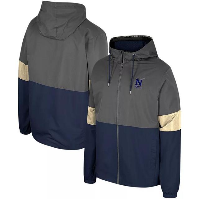 Mens Colosseum Charcoal Navy Midshipmen Miles Full-Zip Hoodie Jacket Product Image