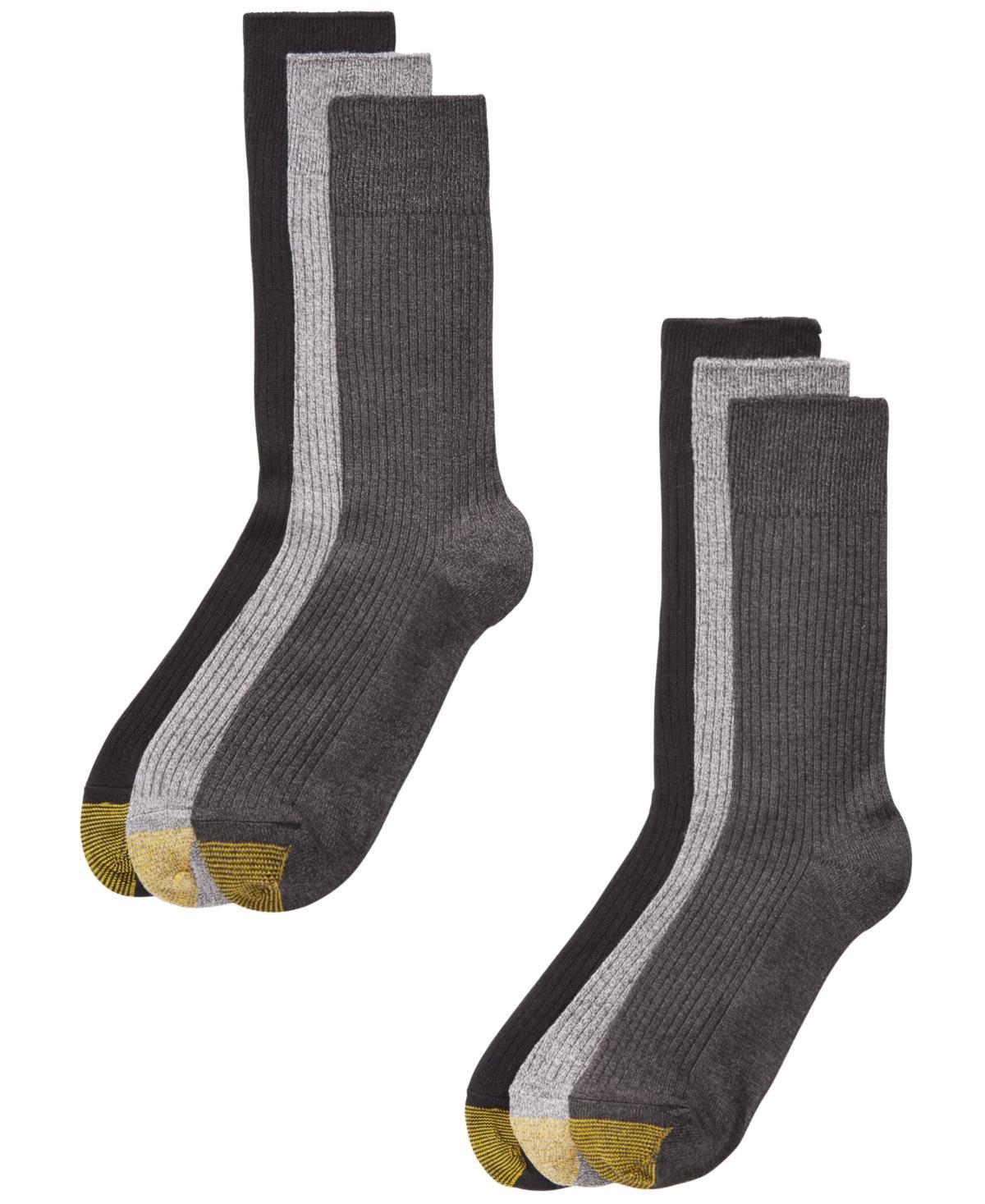 Mens GOLDTOE 6-pack Stanton Crew Socks Grey Product Image