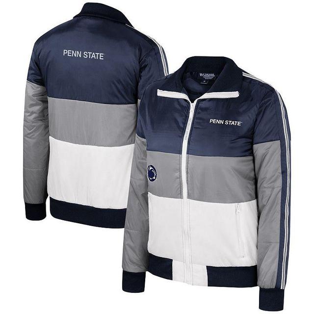 Womens The Wild Collective Gray Penn State Nittany Lions Color-Block Puffer Full-Zip Jacket Product Image