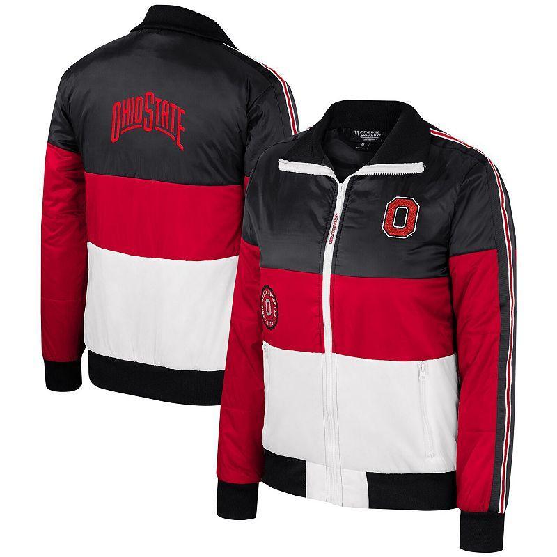 Womens The Wild Collective Scarlet Ohio State Buckeyes Color-Block Puffer Full-Zip Jacket Product Image