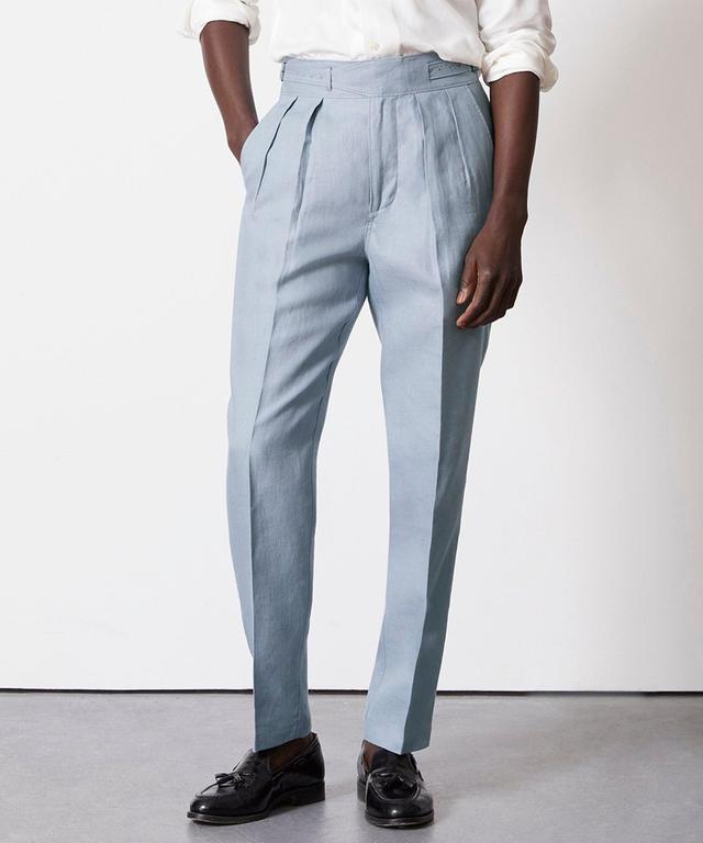 Irish Linen Gurkha Trouser in Steel Blue Product Image