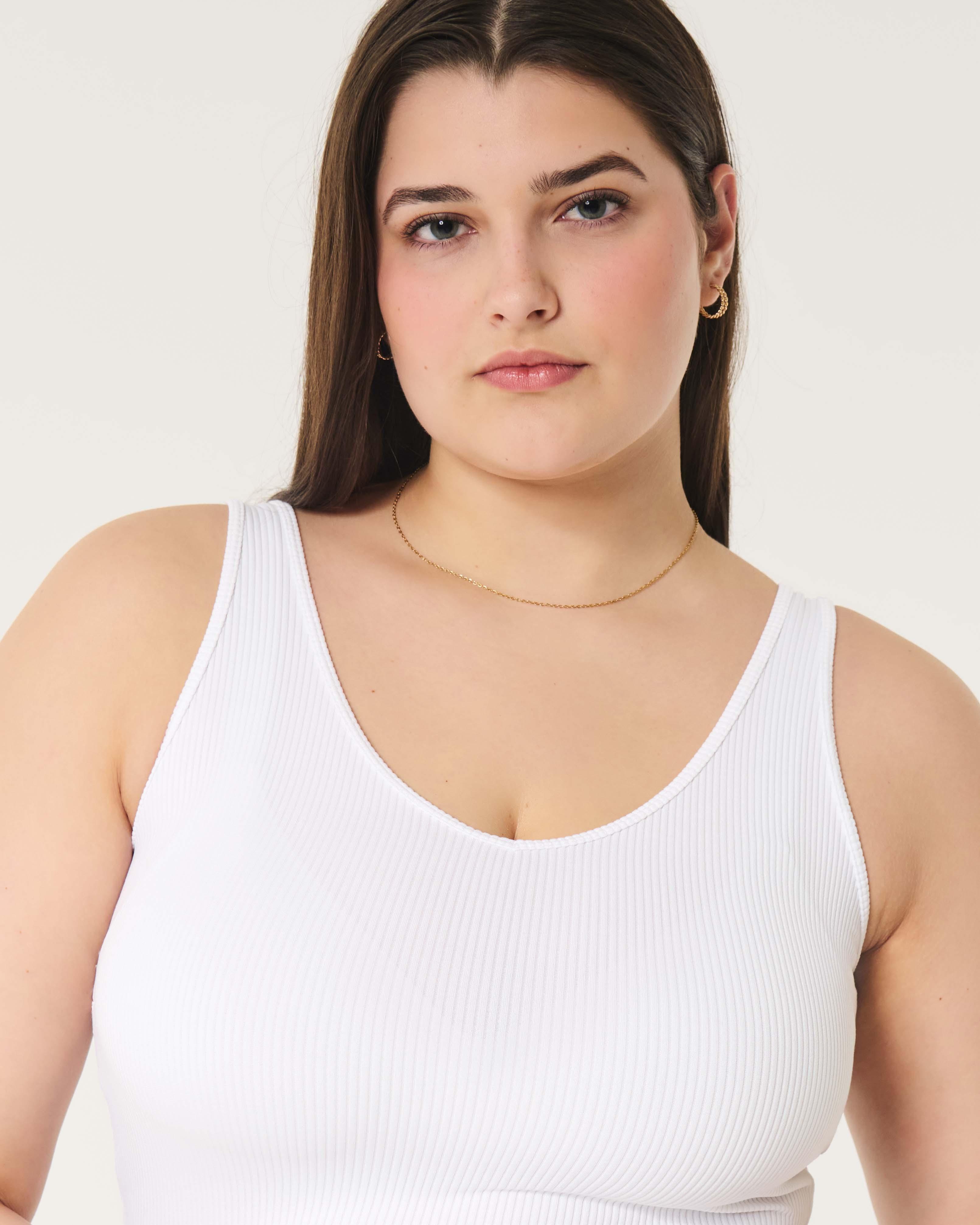 Ribbed Seamless Fabric V-Neck Tank Product Image