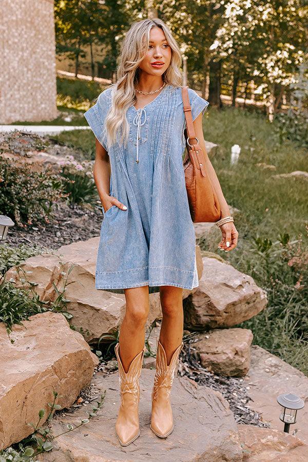 Small Town Cafe Chambray Mini Dress Product Image