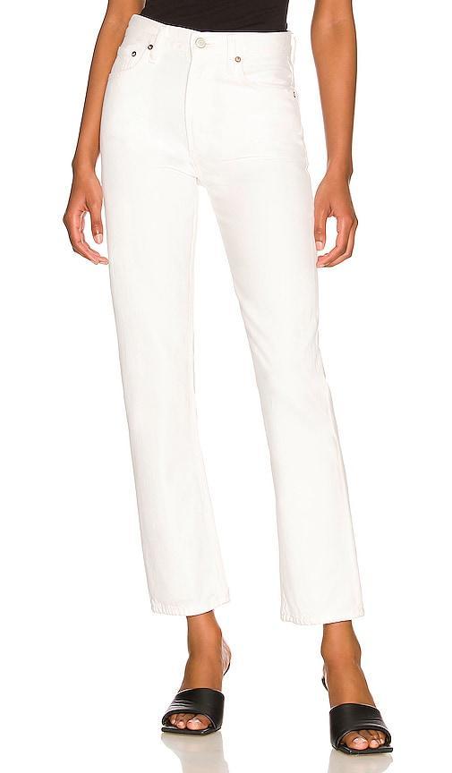 AGOLDE Mia Mid Rise Straight in White. Size 32, 34. Product Image