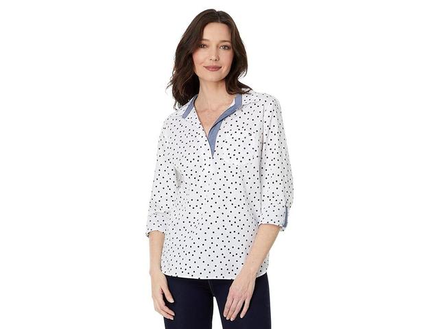 Tommy Hilfiger Popover Dot Roll Tab (Bright White/Sky Captain) Women's Clothing Product Image