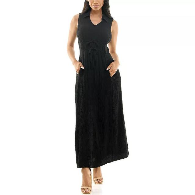 Womens Nina Leonard Collared V-Neck Maxi Dress Product Image