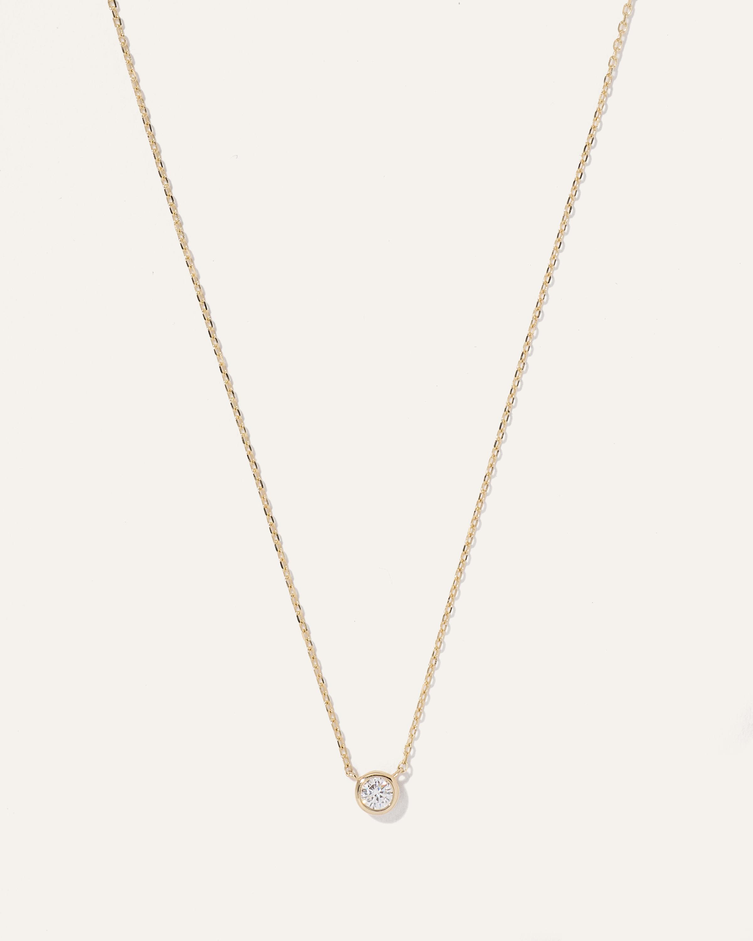 14K Gold Diamond Bezel Necklace Product Image