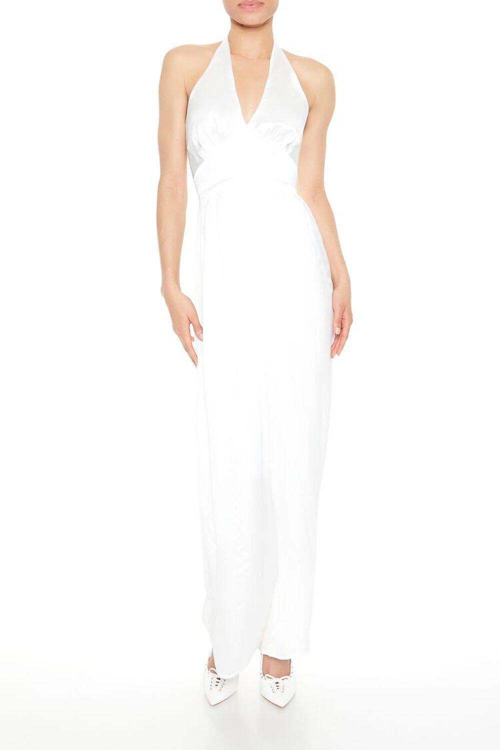 Satin Halter Wide-Leg Jumpsuit | Forever 21 Product Image