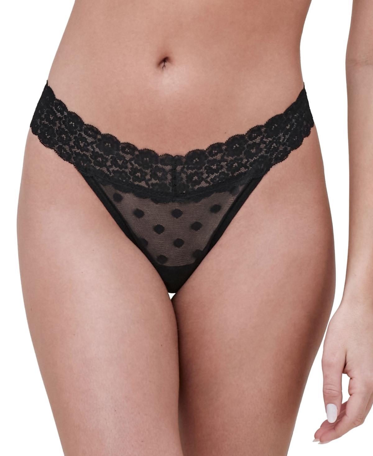 Womens Dare Dot Mesh Lace Thong Product Image