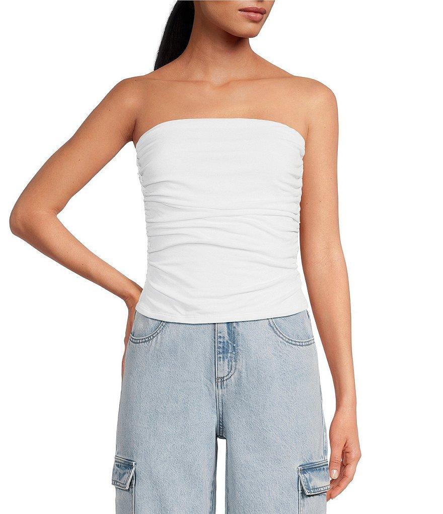 Every Knit Ruched Strapless Neck Sleeveless Tube Top Product Image