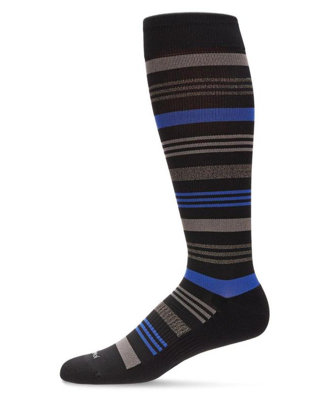 Memoi Wellfit 15-20Mmhg Striped Nylon Compression Socks, Black, 11-13 Product Image