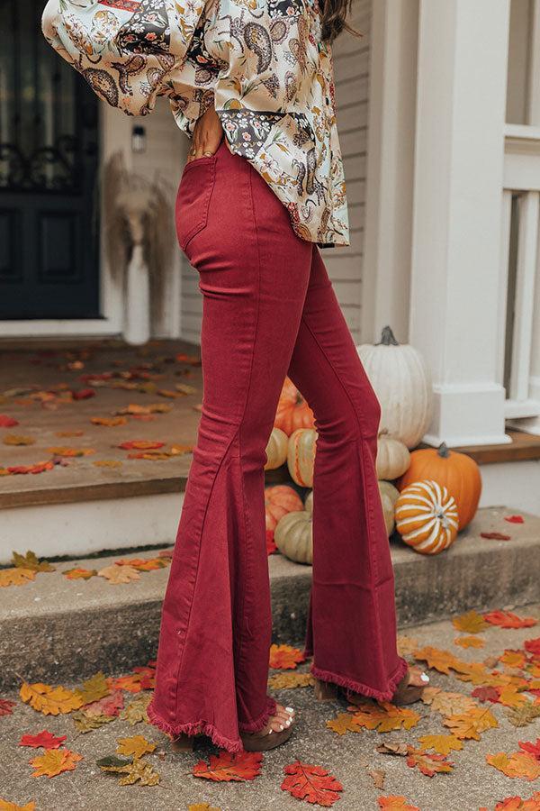 The Rory High Waist Flares in Wine Product Image