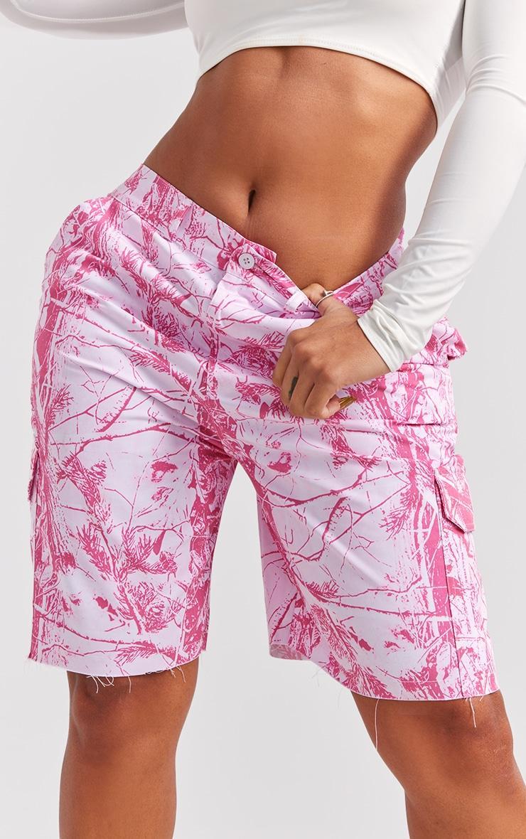 Shape Bright Pink Camo Longline Shorts Product Image