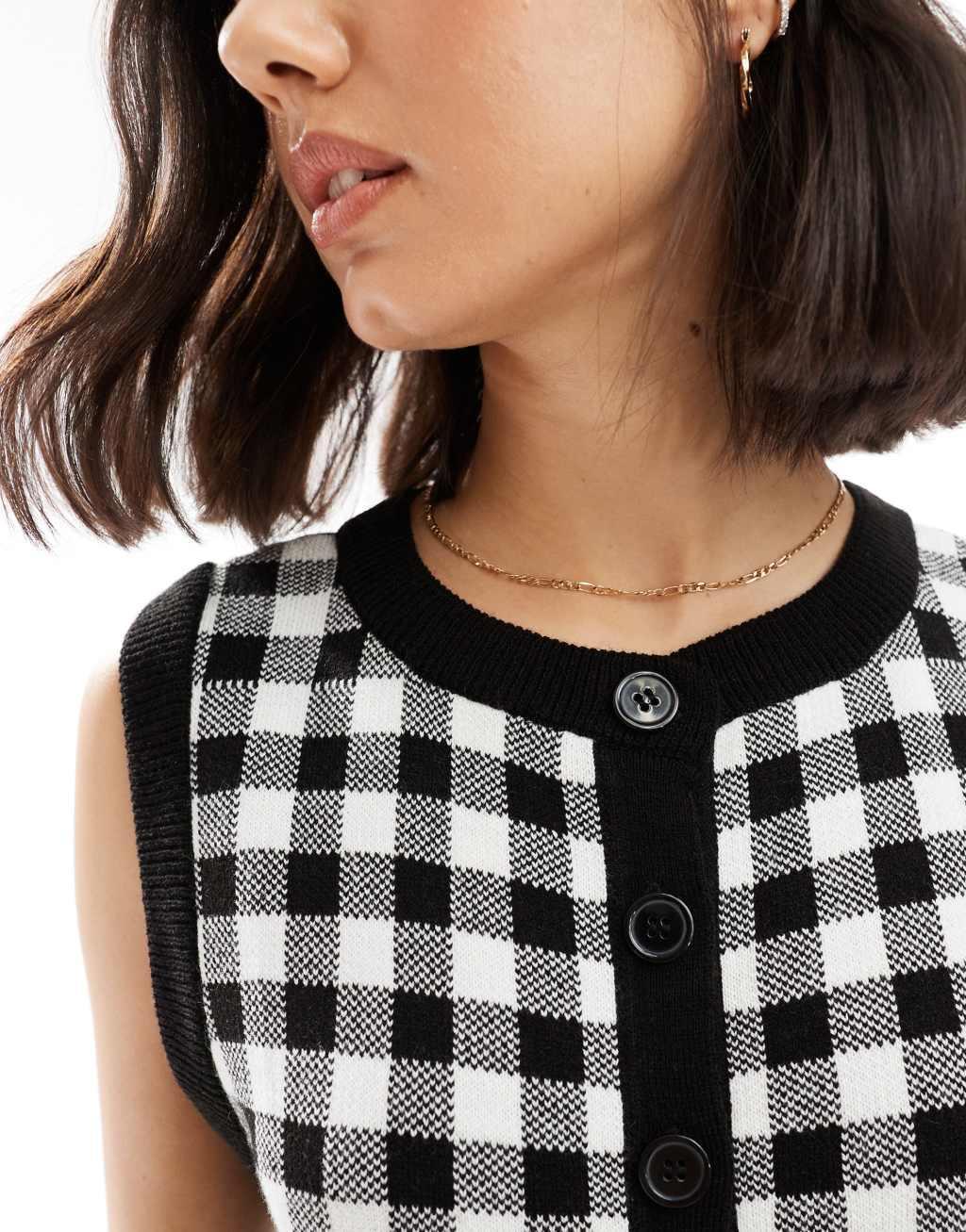 ASOS DESIGN oversized gingham vest in black - part of a set Product Image