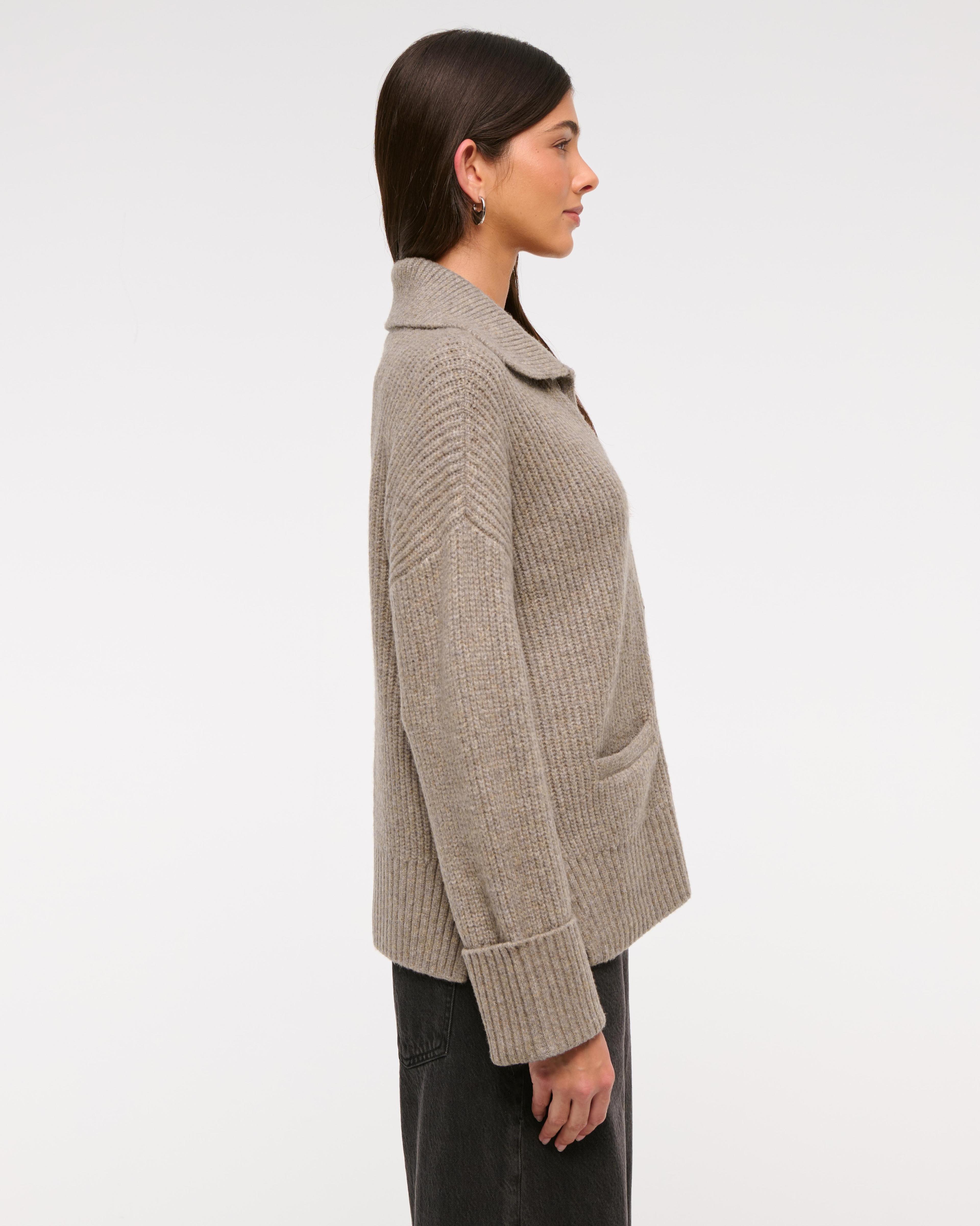 Ribbed Collared Cardigan Product Image