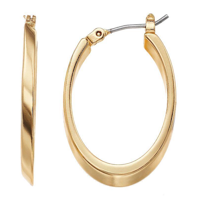 Nine West Polished Oval Hoop Earrings, Womens, Gold Tone Product Image