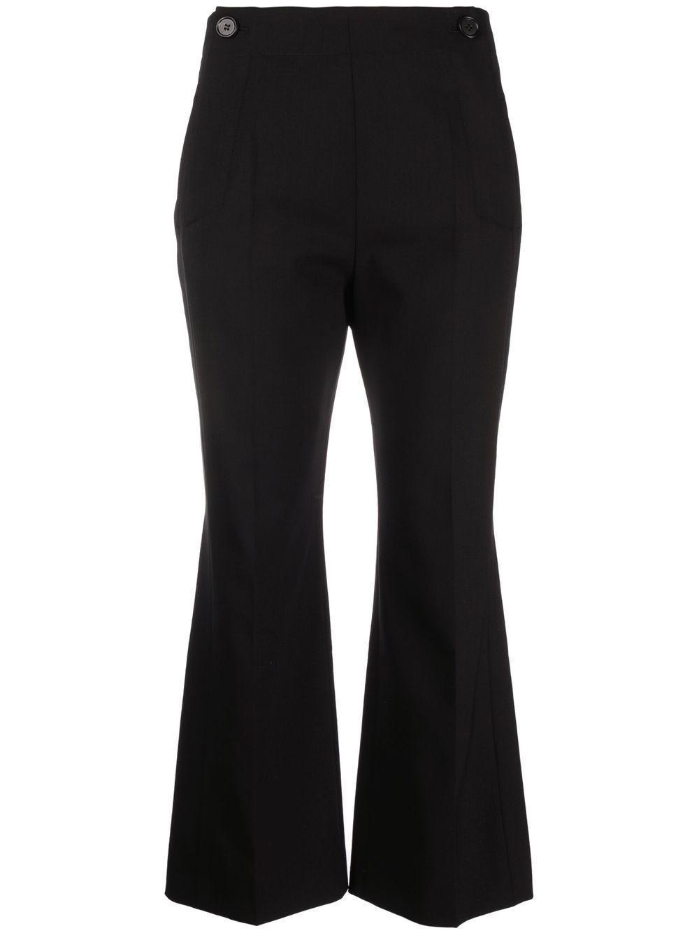 Cropped Flared Trousers In Black Product Image