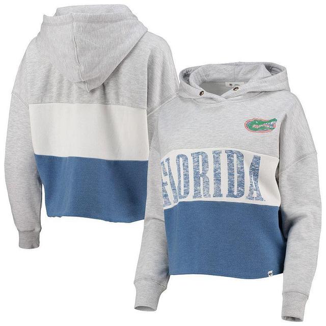 Womens 47 Heathered Gray/Heathered Royal Florida Gators Lizzy Colorblocked Cropped Pullover Hoodie Product Image