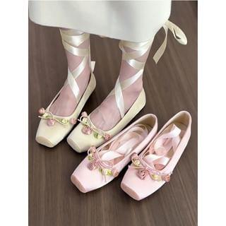 Flower Accent Lace Up Flats Product Image