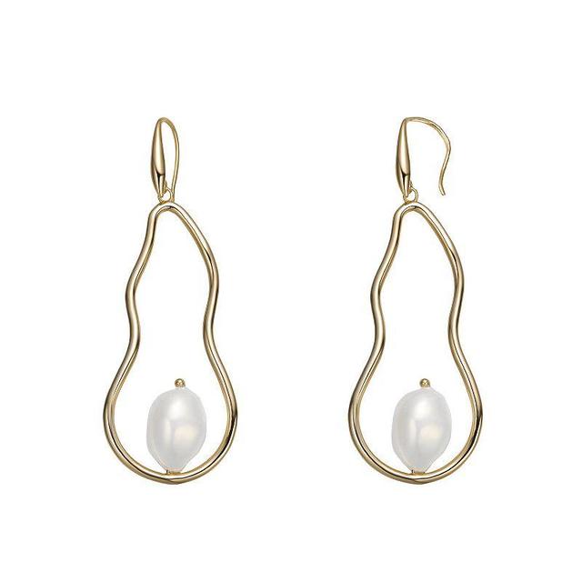 14k Gold Sterling Silver Freshwater Cultured Pearl Elongated Drop Earrings, Womens, Gold Tone Product Image