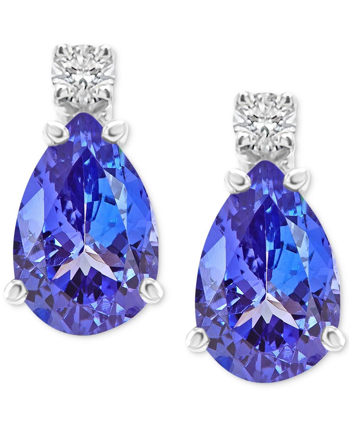 Belk & Co 14K Gold 6X4 Pear Shape Sapphire Diamond Accent Earrings Product Image