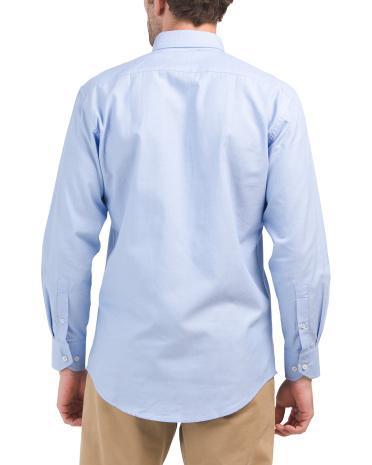 Solid Pinpoint Cotton Long Sleeve Shirt for Men Product Image