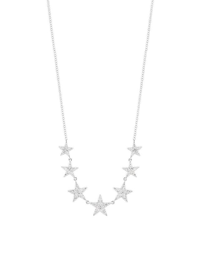 Womens 14K White Gold & 0.35 TCW Diamond Star Necklace Product Image