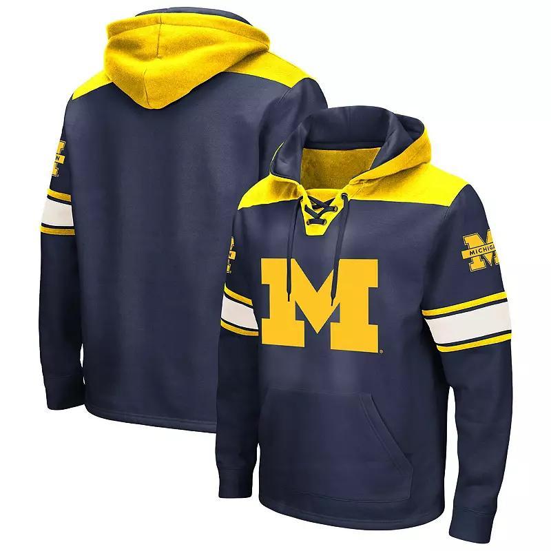 Mens Colosseum Michigan Wolverines Big & Tall Hockey Lace-Up Pullover Hoodie Blue Product Image