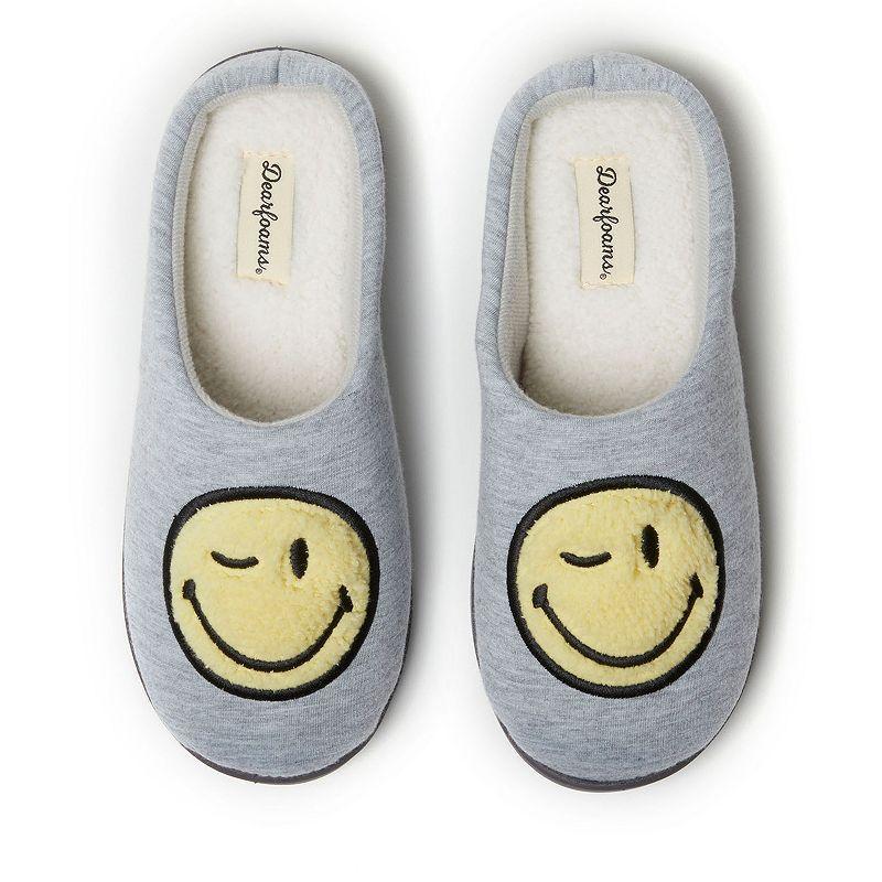 Dearfoams Smile Icon Womens Slippers Light Grey Gray Product Image