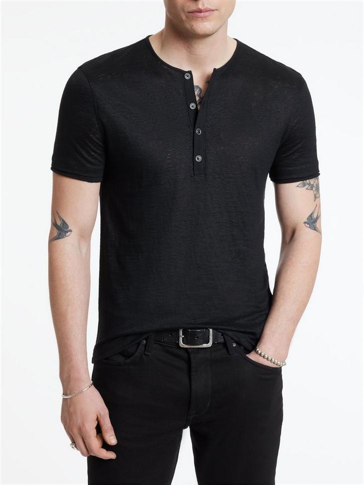 John Varvatos Bleeker Henley Tee Male Product Image