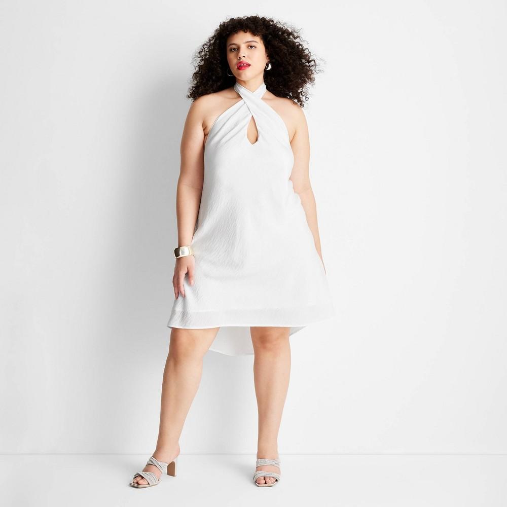 Womens Criss-Cross Mini Dress - Future Collective with Jenee Naylor White 4X Product Image