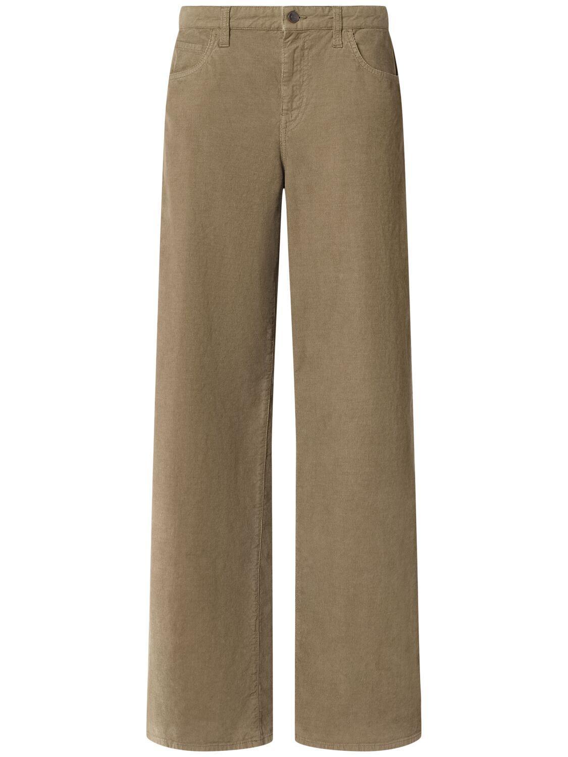 Eglitta Stretch Corduory Wide Leg Pants In Khk - Khaki Product Image