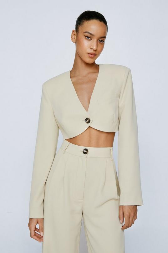 Curved Hem Cropped Blazer Product Image