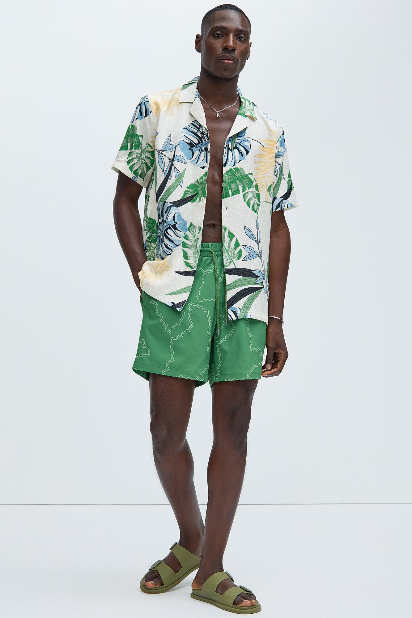 Road Map Swim Trunks - Green Product Image