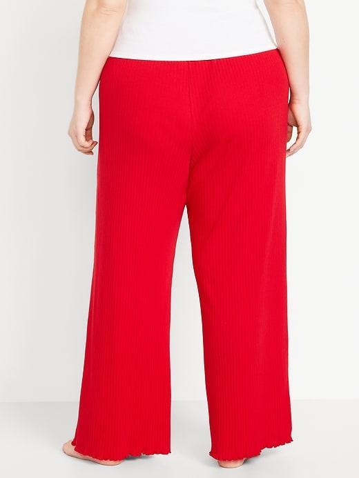 High-Waisted Ribbed Pajama Pants Product Image