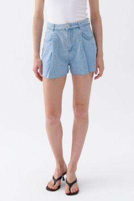 Nocturne Womens Dart Detailed Denim Shorts Product Image