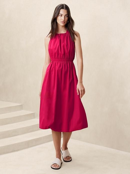 Bubble-Hem Taffeta Midi Dress Product Image