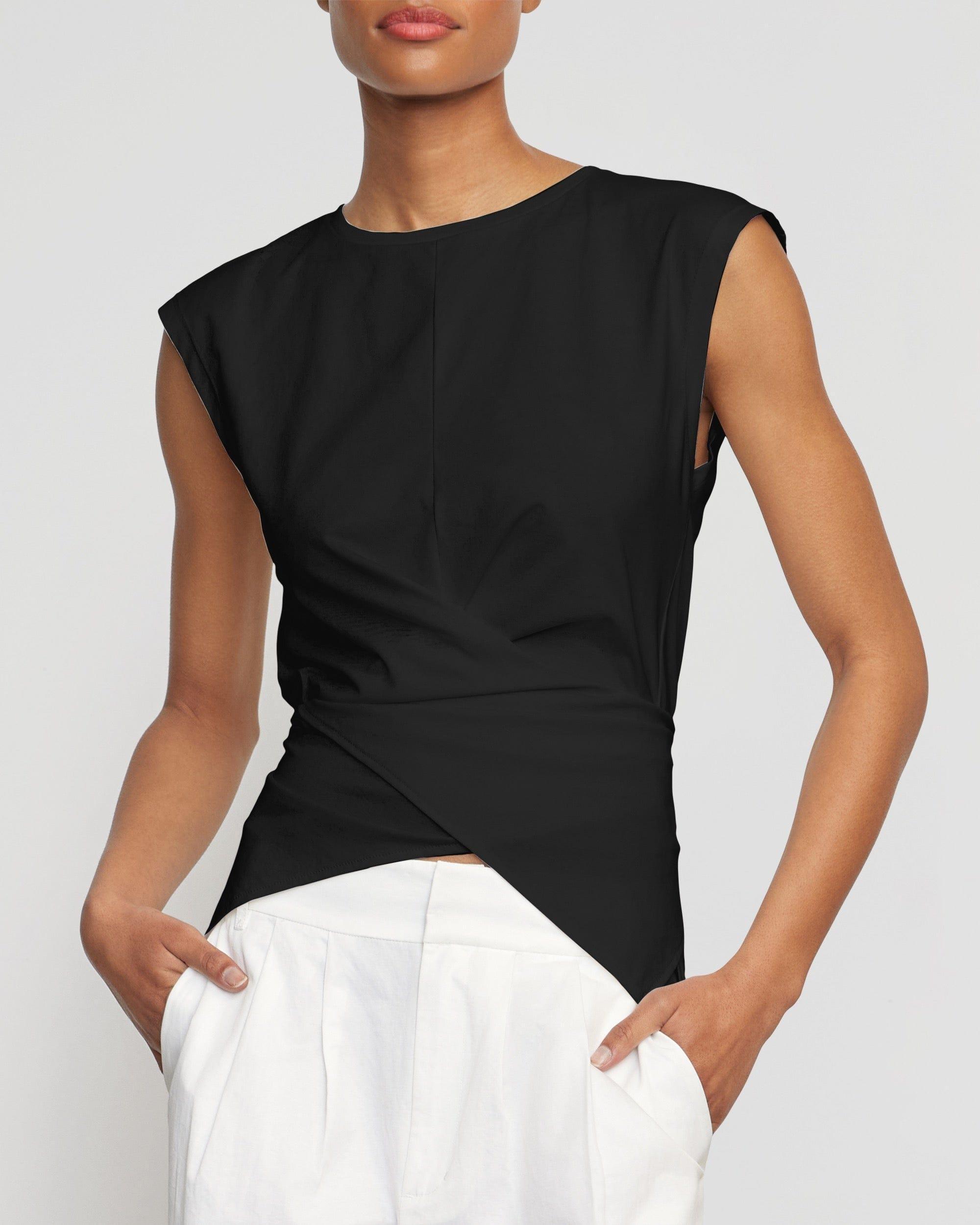 Janae Sleeveless Wrap Jersey Tee Product Image