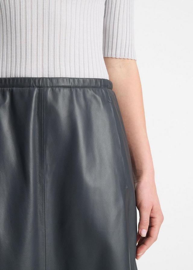 Gathered Leather Mid-Rise Skirt Product Image