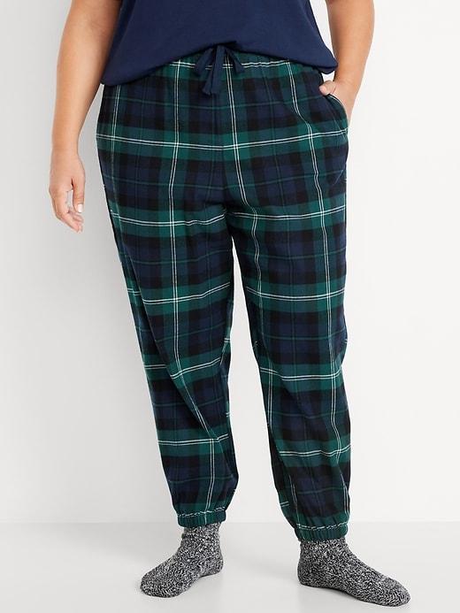 High-Waisted Flannel Pajama Joggers Product Image